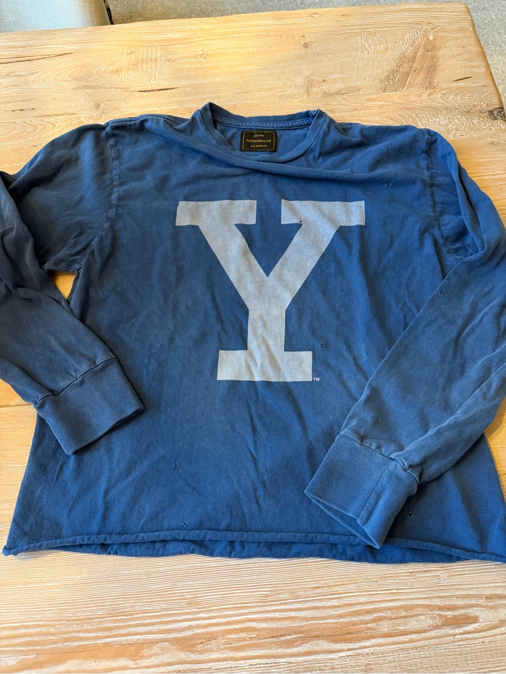Free People Original Retrobrand Super RARE Yale Blue Long Sleeve Tee